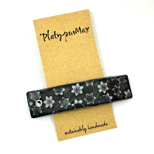 Black and White Stamped Snowflakes Barrette-0