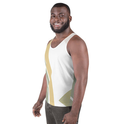Mens Stretch Fit Tank Top - Green Abstract Geometric Pattern-1