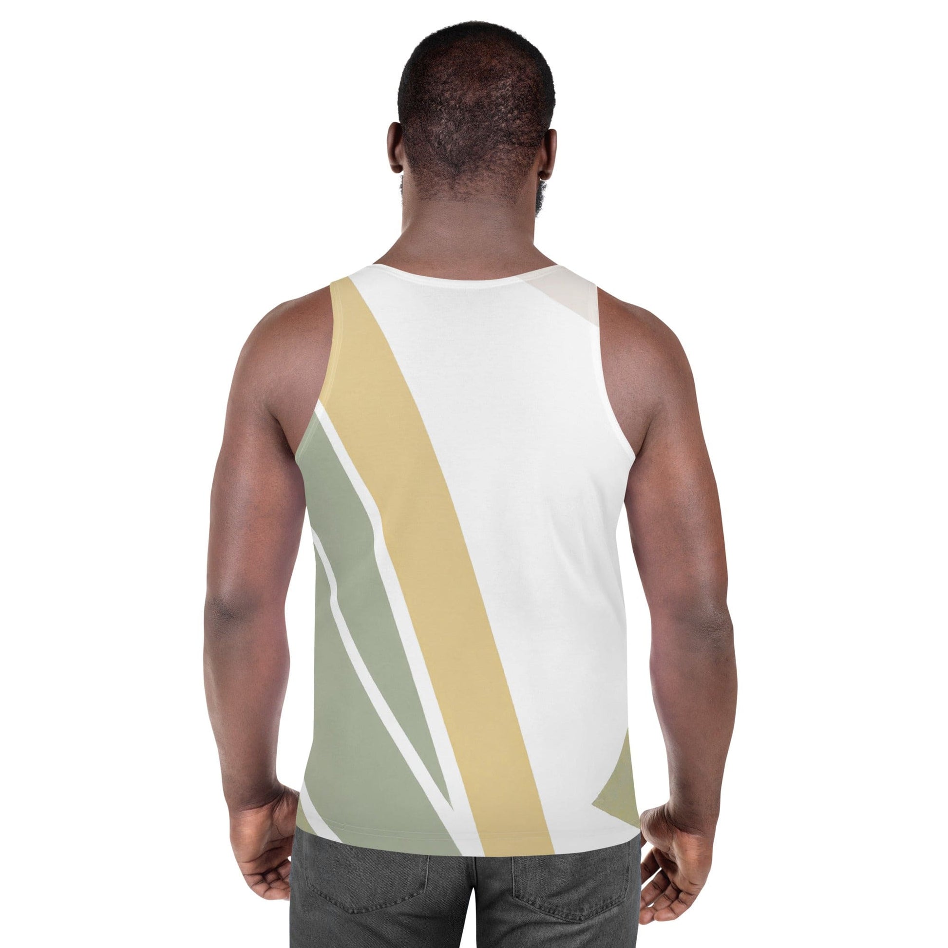 Mens Stretch Fit Tank Top - Green Abstract Geometric Pattern-3